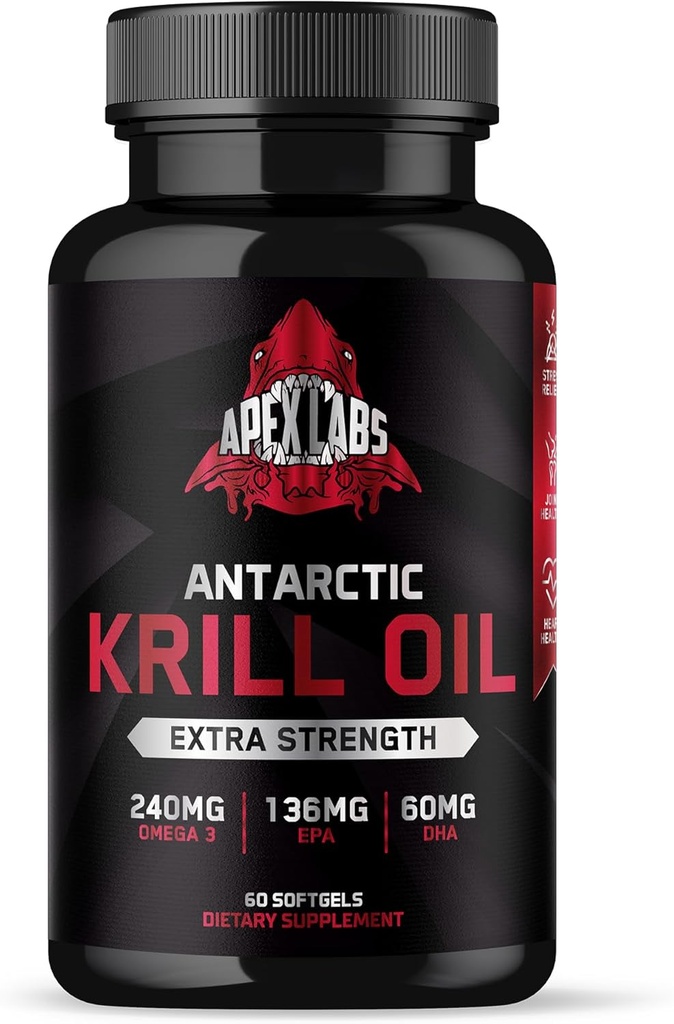 남극 크릴 오일 1000 mg Omega-3s EPA, DHA, Astaxanthin 및 인산 염 60 Softgels