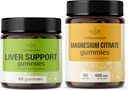 HERBAMAMA Liver Support Complex 및 마그네슘 키트 - Liver Support Herbal Complex 및 400 mg Magnesium Citrate Gummies의 번들 - Vegan, Non-GMO, Gelatin-Free - 2 팩