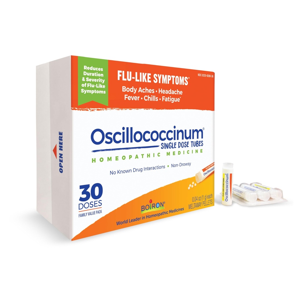 Boiron Oscillococcinum 몸 통증, 두통, 식초 및 피로 - 30 두통의 독감에서 구호를 위해 -