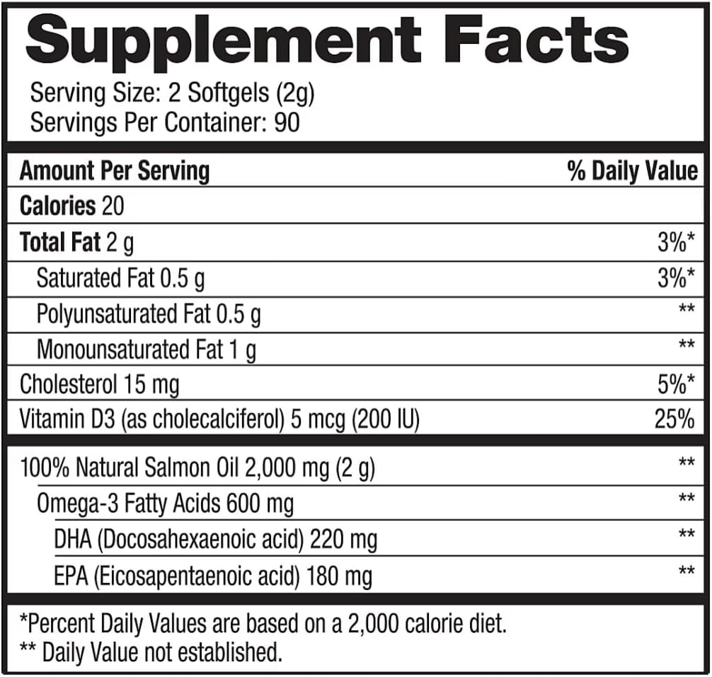 일반적인 순수한 알래스카 Omega-3 야생 알래스카 Salmon 기름 1000mg Softgels 180-Count