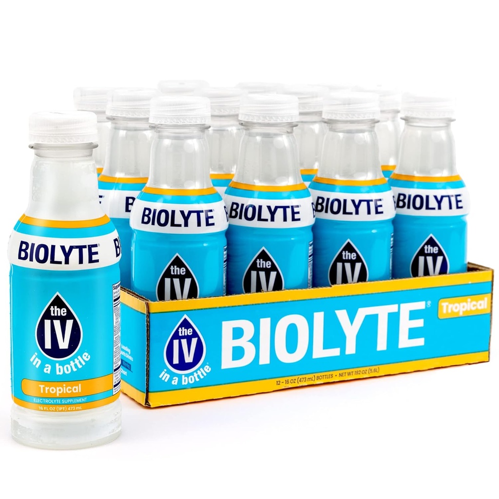 BIOLYTE Electrolyte 음료 - Rapid Hydration 용 병 전자 음료의 IV - 열대, 12 팩