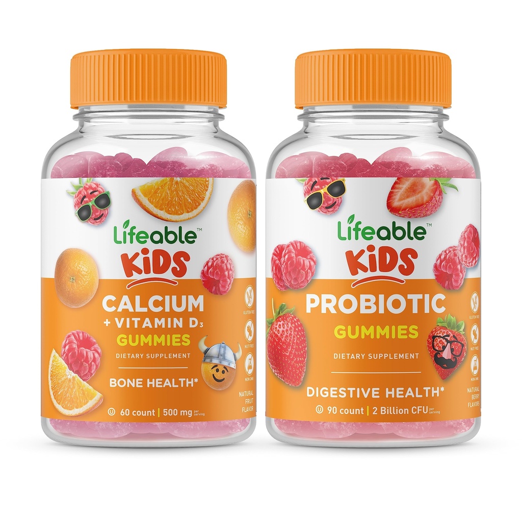 비타민 D 어린이 + Probiotic 2 억 CFU 어린이, Gummies 번들 - 훌륭한 타스팅, 비타민 보충, 글루텐 무료, GMO 무료, Chewable Gummy