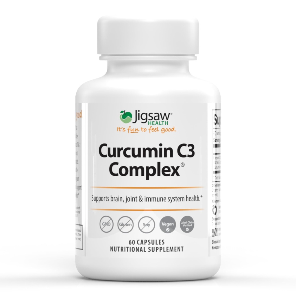 Jigsaw Health Curcumin C3 Complex | 쿠르쿠민 캡슐 산화제 지원 | 60 캡슐 | 60 인분