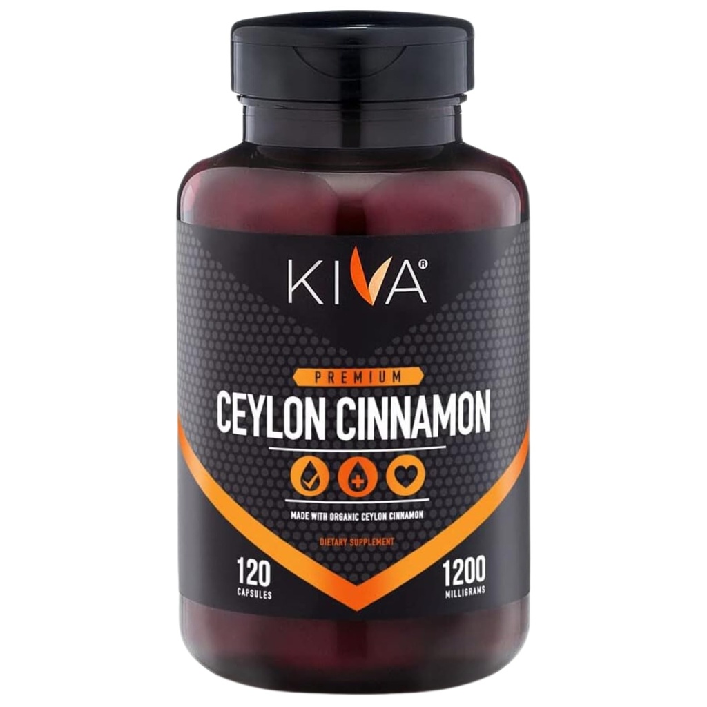Kiva Premium Ceylon Cinnamon 파우더 캡슐 (120 Veggie 캡슐), 스리랑카, 비건, 비 GMO, 글루텐 프리에서 순수한 Ceylon Cinnamon