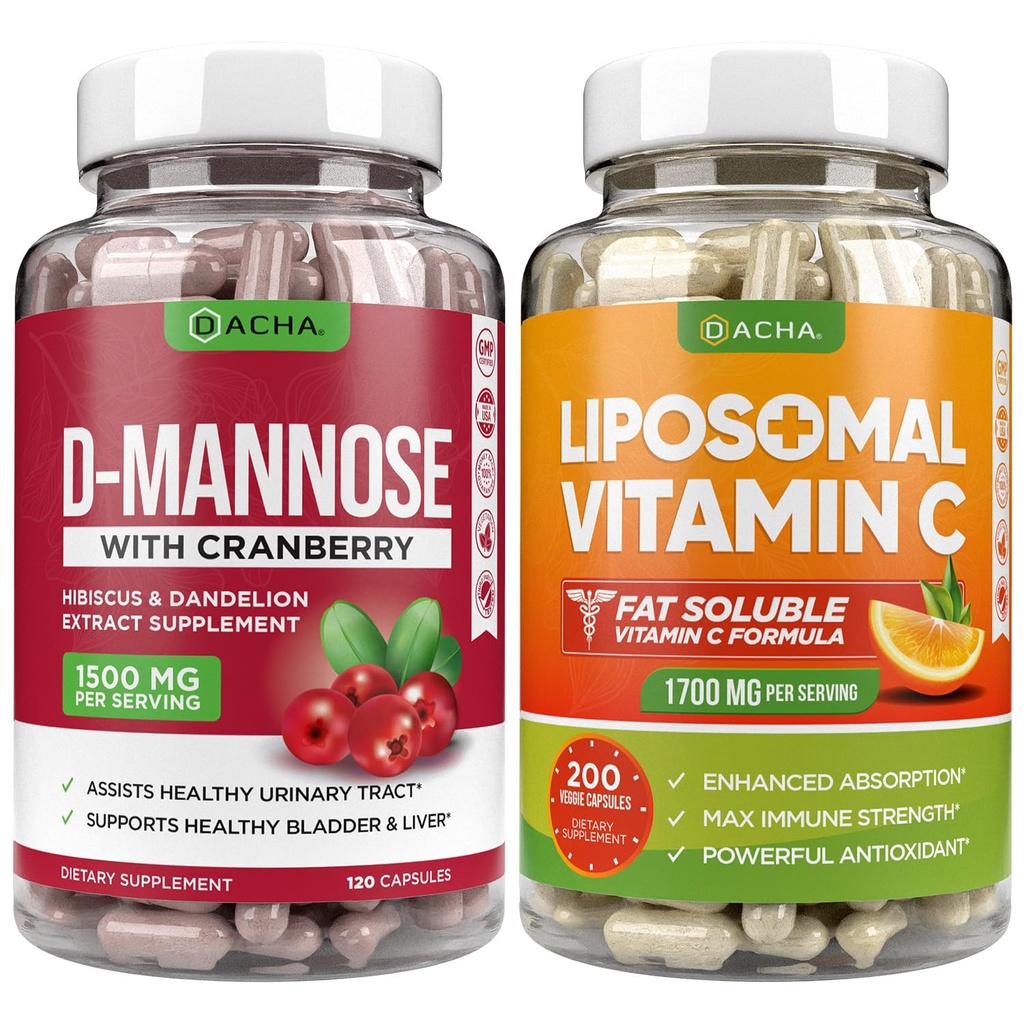 Ultimate Urinary Tract Health Bundle – Cranberry, Ascorbyl Palmitate, 향상된 흡수 포뮬러, Detox, Dietary Supplement, Bladder Support와 D Mannose 및 Liposomal Vitamin C