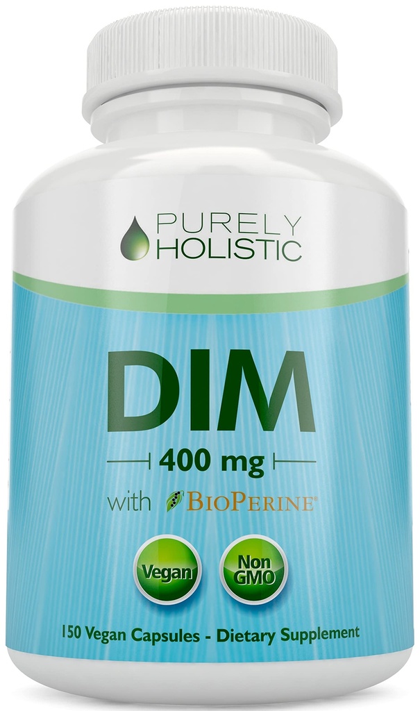 DIM 보충 400mg 플러스 Bioperine - 150 Vegan 캡슐 - 5 개월 공급 - 여성 및 남성 호르몬 균형 - 고강도 Diindolylmethane
