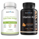 Apple Cider Vinegar 캡슐은 어머니가 에너지, 면역, 소화 및 대사 + 비타민 K2 보충을 개선하는 데 도움이됩니다 - 전체 스펙트럼 비타민 K2 MK7, MK4 및 칼슘 - 90 캡슐