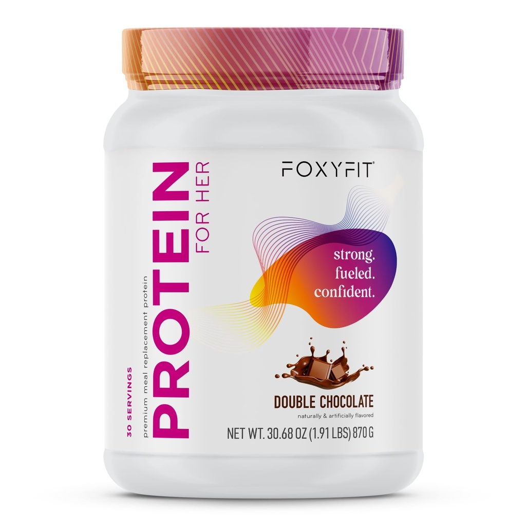 FoxyFit Protein for Her, 두 배 초콜릿 Whey Protein Powder with CLA and Biotin for Healthy Glow (1.85 파운드)