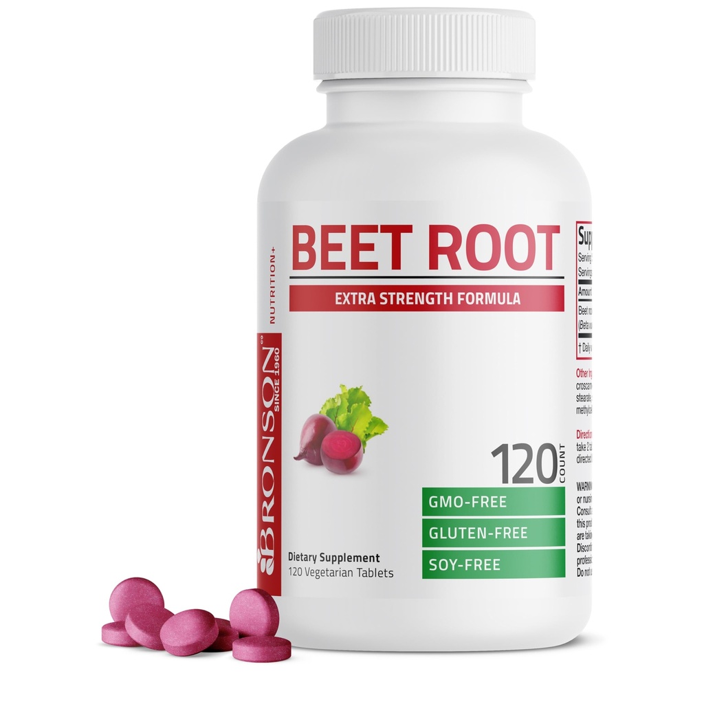 Bronson Beet 뿌리 여분 힘, 비 GMO, 120 채식 정제