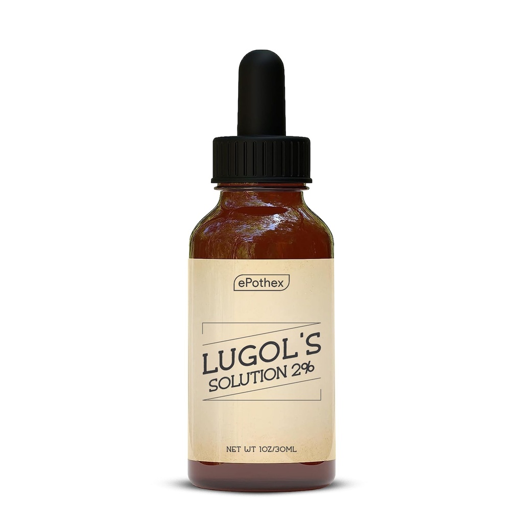 Lugol의 해결책 2% 1oz 유리제 점적기 병. 칼륨 Iodide와 Iodine, 30ml를 포함합니다