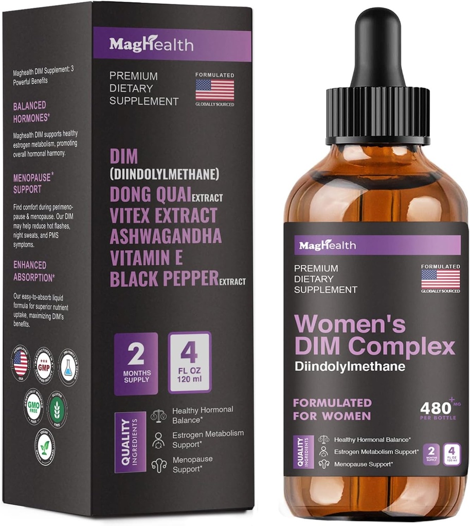 DIM 보충 | Ashwagandha, Dong Quai, Vitex Extracts, 200mg Diindolylmethane - 호르몬 균형, Menopause Supplements - PMS 및 산화 방지제 지원 - 여성 및 남성 | 60 일 공급