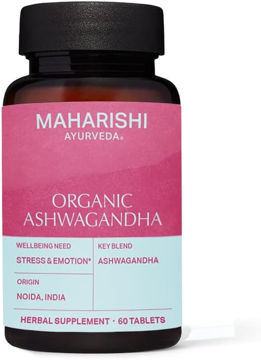 Organic Ashwagandha | 60 초본 정제 - 500 mg ea. | 스트레스 관리TM | Stamina & Energy 홍보