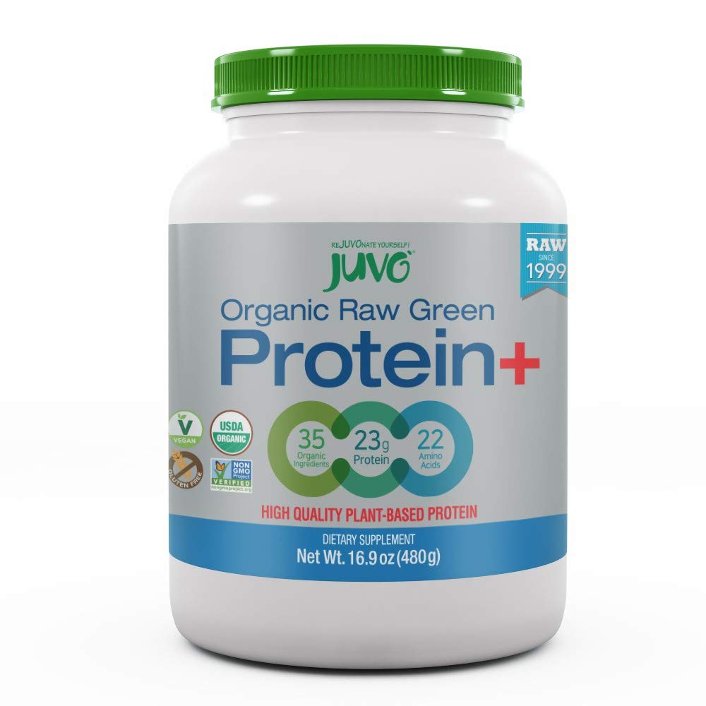 Juvo Raw Green Protein Organic, Vegan, Gluten Free, Non-GMO, Kosher, Stevia, 23g of Protein, 완전한 아미노산 프로필, 16.9 Ounce