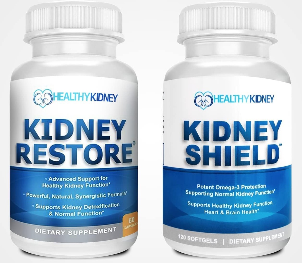 Kidney Restore & Kidney Shield 2-Pack 번들 Kidney Cleanse, Support Kidney Function, Renal Health 등