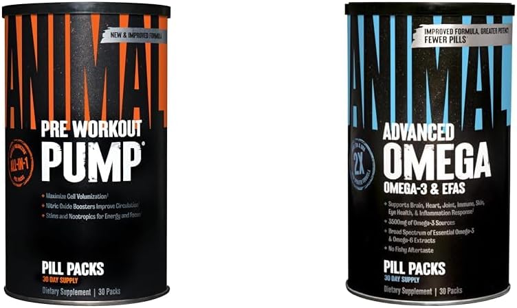 동물성 펌프 Preworkout 30 조사 Omega 3-6 30 일 팩