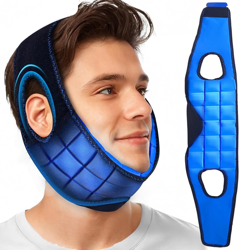NEWGO Wisdom Teeth Pain Relief Ice Pack for Face Oral Surgery Recovery, TMJ Relief, Tooth Extraction, Jaw Discomfort를위한 얼굴 윤곽 디자인이있는 2 시간 긴 최종 콜드 페이스 랩