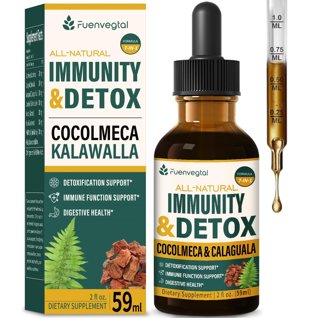Cocolmeca Bark Immunity & Detox Drop, Polypodium Leucotomos Sarsaparilla 우유 이틀 보충 지원 해독, 면역 체계, 소화 건강. 2oz
