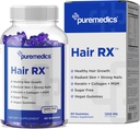 HairRX Biotin 6000mcg Vegan Gummies for Beautiful Hair and Nails - Collagen, Panthonthenic Acid, Iodine, Bamboo, 코코넛 오일, 아연, 여성 및 남성용 MSM (1 개월 공급)