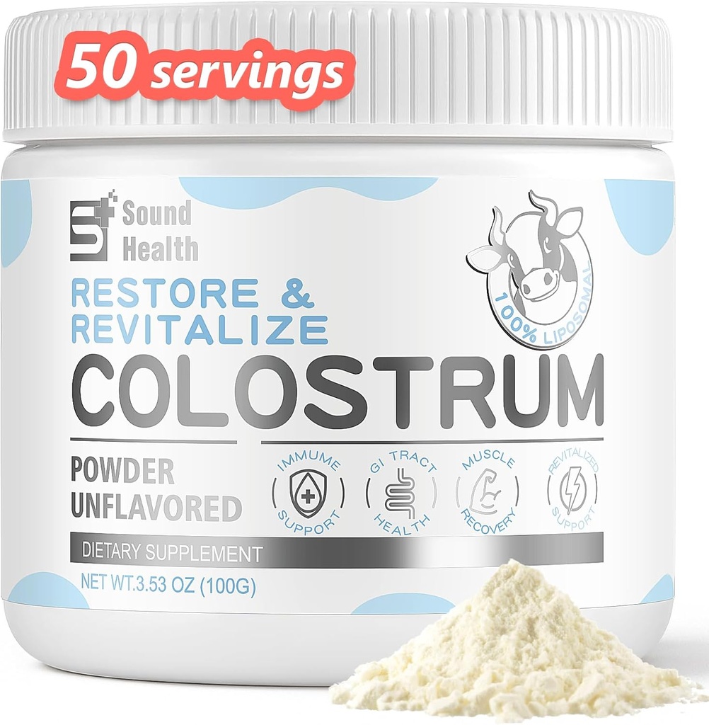 인간을 위한 Colostrum 보충교재 분말 - Gut 건강을 위한 유기 Bovine Colostrum 보충교재, 머리 성장, 아름다움 및 면역 지원 - Unflavored (50의 서빙)