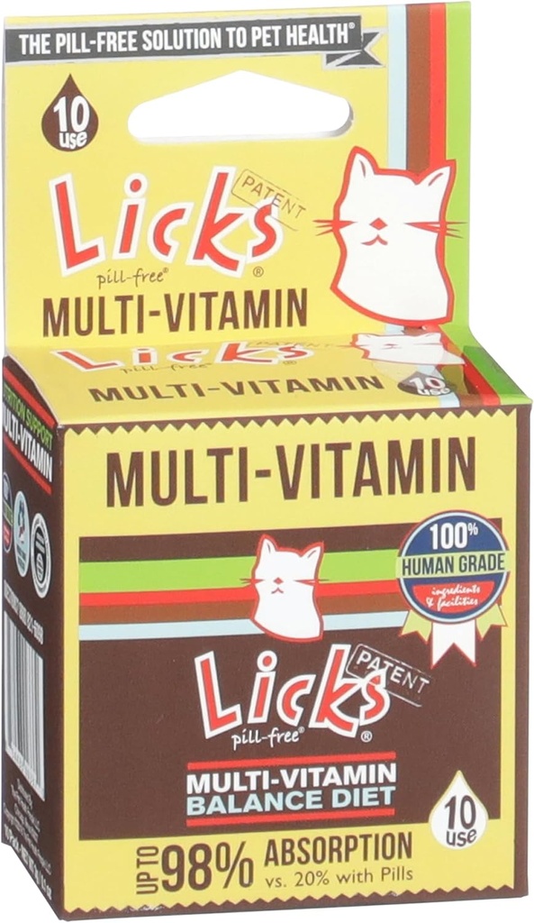 Licks 알약 자유로운 고양이 Multivitamin - 비타민 C, D 및 칼슘을 가진 고양이 보충교재 - Multivitamin 애완 동물 공급 - 젤 Packets - 10 사용