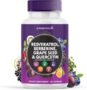 Resveratrol Berberine 포도씨 추출물 Quercetin - Noni 추출물, N-Acetyl Cysteine, Acai 추출물을 가진 Polyphenol 보충교재 - 미국에서 만드는 - 60의 캡슐