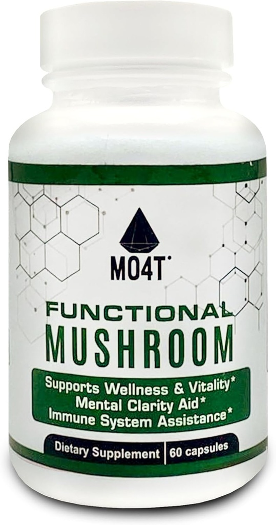 기능성 버섯 Shiitake, Lions Mane, Maitake, Chaga- Vitality, Clarity & Immune 지원 - 60 캡슐