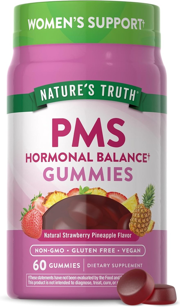 Nature's Truth PMS Hormonal Balance Support Gummies for Women | 60 개 | 비건, 비 GMO 및 글루텐 무료 보충