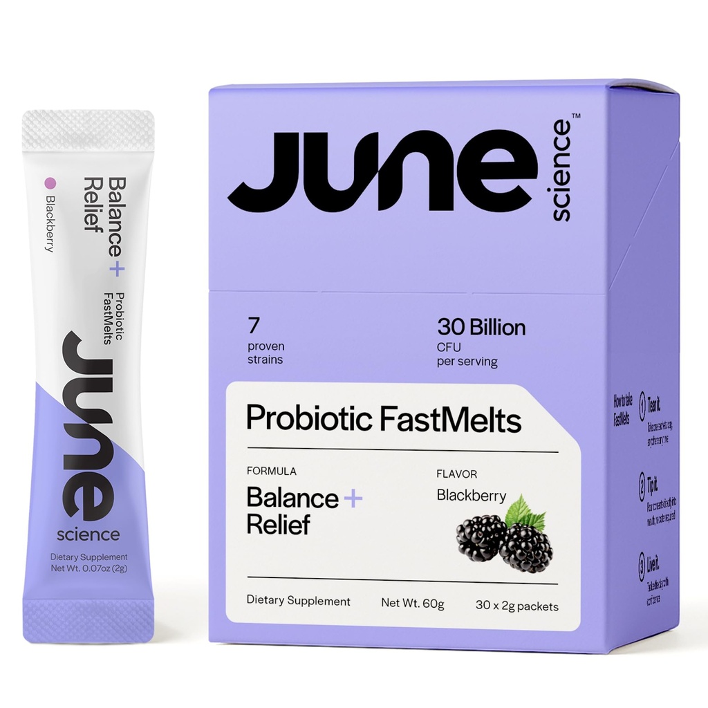 밸런스 + 릴리프 | 무드 및 스트레스에 대한 빠른 용융 사전 + Probiotic - 블랙 베리 맛, 30 분말 향