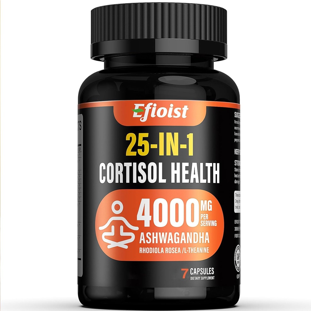 Cortisol 건강 보충교재, 여자 & 남자를 위한 25-in-1 Cortisol 흡진기, Ashwagandha, Rhodiola Rosea, L-Theanine, 7개의 캡슐을 가진 Cortisol 보충교재