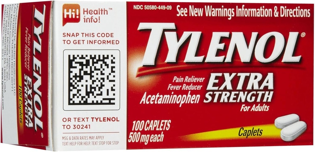 Tylenol 여분 힘 고통 Reliever & Fever 흡진기 Caplets-100 조사