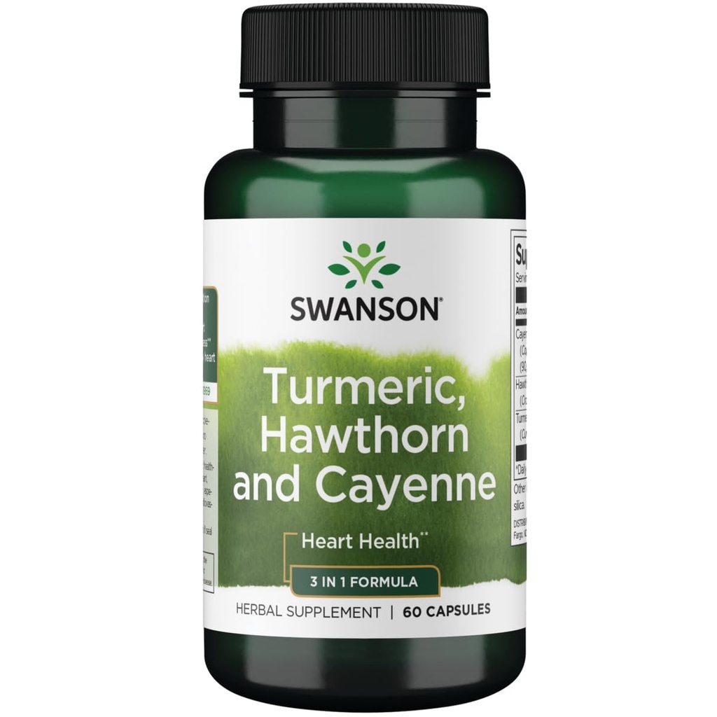 Swanson 전체 스펙트럼 심황 Hawthorn & Cayenne 60 캡슐