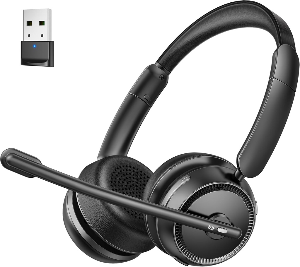 Bluetooth 헤드폰, 입체 음향 HiFi Bluetooth 헤드폰, 컴퓨터 사무실 전화 센터 Skype 급상승 회의 trucker를 위한 USB Dongle를 가진 무선 헤드폰