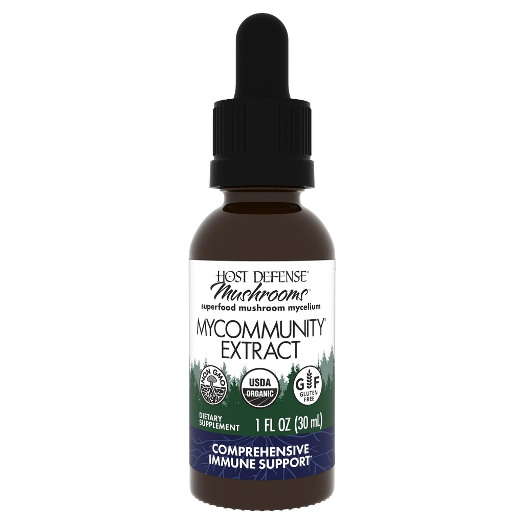 호스트 방어 MyCommunity 추출 - 17 Immune 지원을위한 사양 혼합 버섯 보충 - 라이온의 Mane, Reishi, Chaga, Cordyceps, 터키 꼬리 및 더 - 1 fl oz (30 서빙) *로 추출