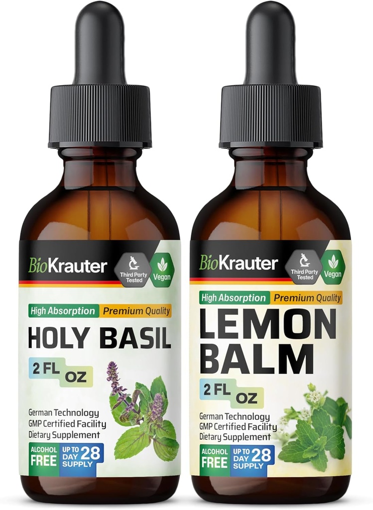 BIO KRAUTER Holy Basil Tincture 2 Fl. Oz. & 레몬 Balm Tincture 2 Fl. Oz.