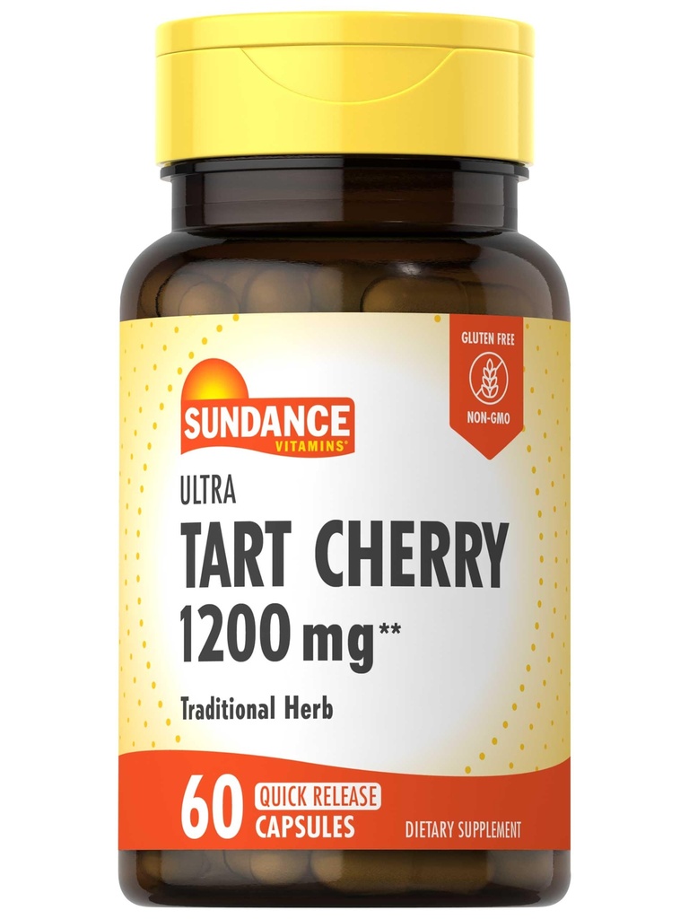 Sundance Tart Cherry 캡슐 1200mg | 60 개 | 전통 허브 | 비 GMO 및 글루텐 무료 보충