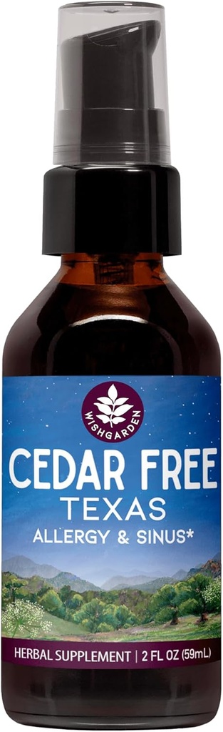 WishGarden 허브 Cedar-Free Texas Allergy & Sinus - 성인을위한 식물 기반 초본 알레르기 완화, Soothe Cedar Fever Symptoms, Zone 5 알레르기 공식, Texas Cedar Fever Allergy Relief Drops, 2oz