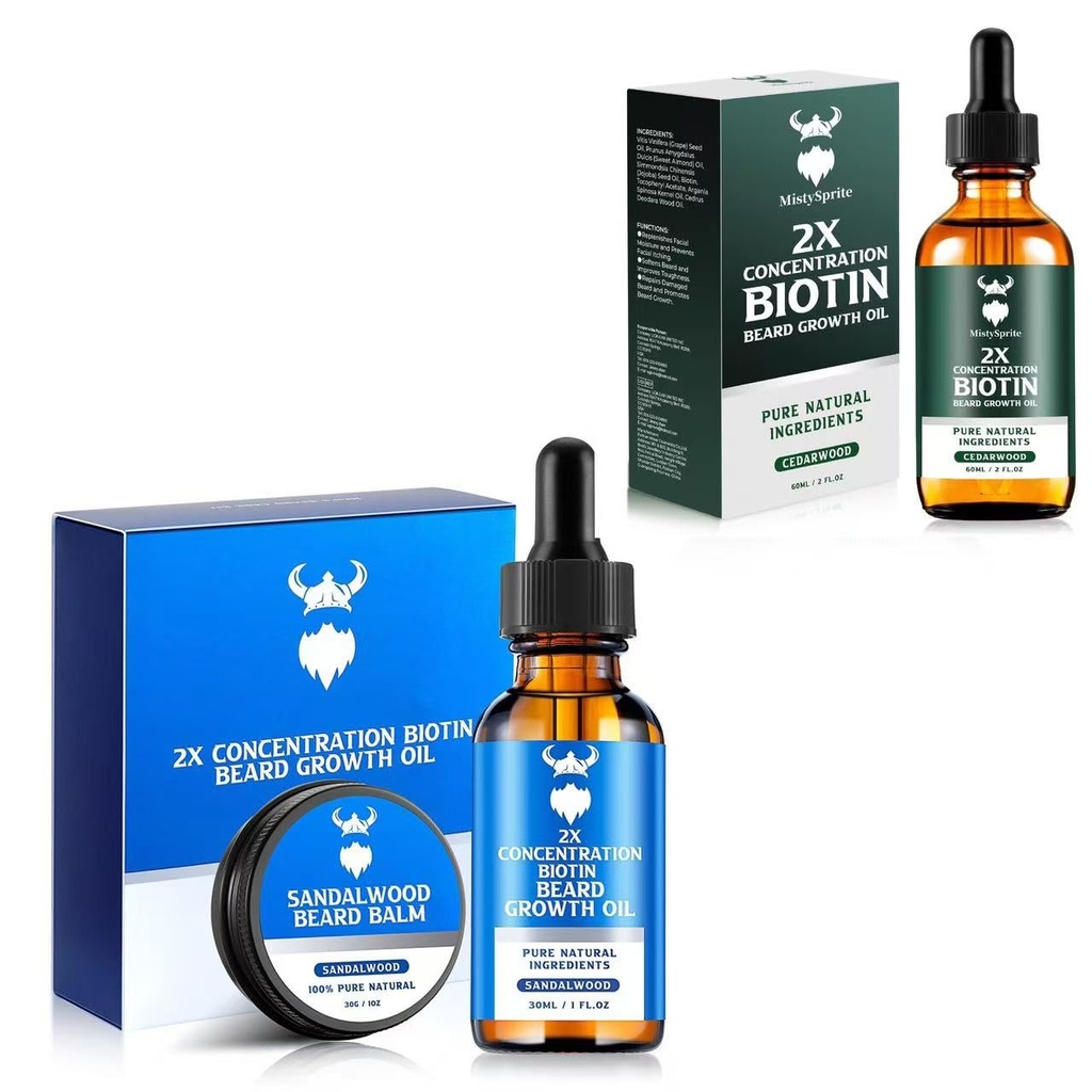 Sandalwood Beard Growth Kit with 2X Biotin for Men and Cedarwood Beard Growth Oil,자연 성분 & Thickens 얼굴의 모발 성장