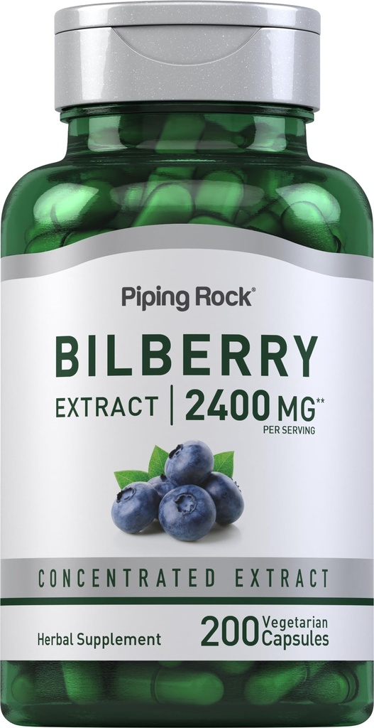 Piping Rock Bilberry 추출물 캡슐 2400mg | 200 알약 | 초본 추출물 보충교재 | 채식주의, 비 GMO, 글루텐 무료