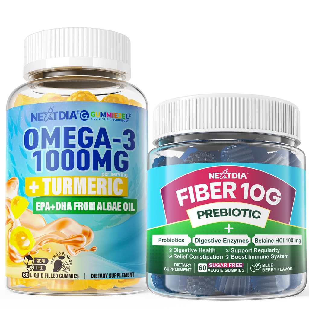 Vegan Omega-3 1000mg + Turmeric의 섬유 Gummies