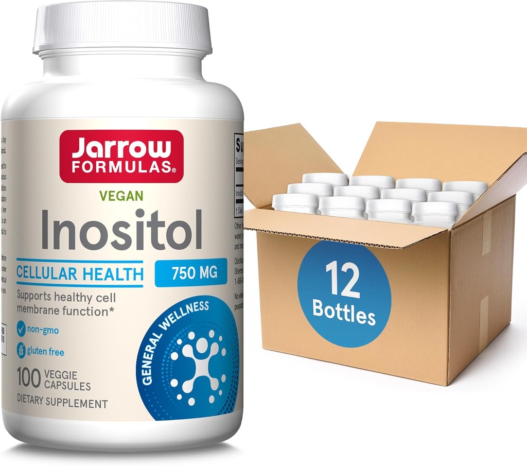 Jarrow 공식 Inositol 750 mg, 다이어트 보충, 셀룰러 건강 및 일반 웰빙, 100 Veggie 캡슐에 대한 간병 지원, 최대 100 일 공급 (팩 OF12)