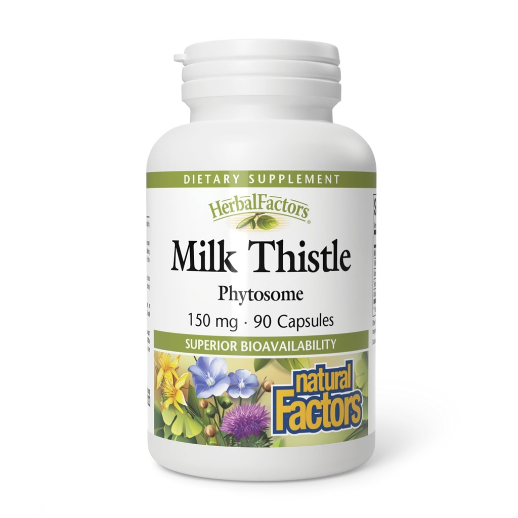 Natural Factors, Milk Thistle Phytosome의 HerbalFactors는 Dandelion 및 Turmeric, 90 캡슐 (90 인분)과 건강한 Liver 기능을 촉진합니다.