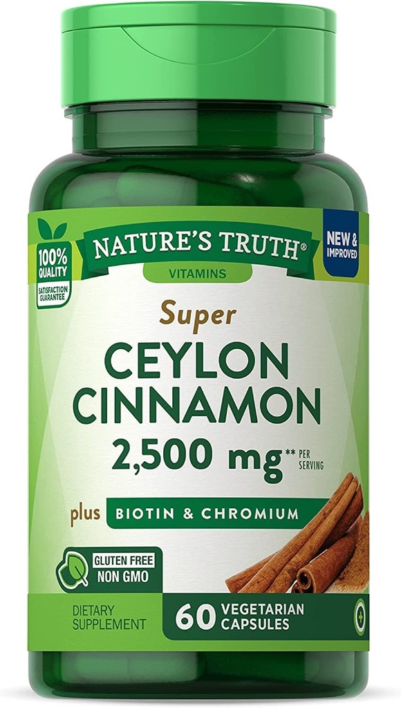 Nature's Truth Super Cinnamon Plus Biotin & Chromium 빠른 릴리스 캡슐 - 60 ct, 2 팩
