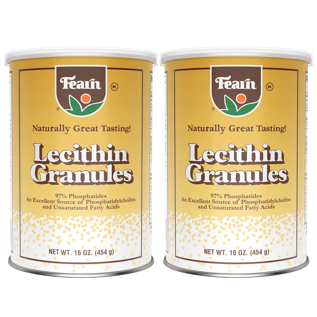 Fearn Natural Foods Soy Lecithin Granules - 건강을위한 필수 영양소가있는 지방 유화제, 케이크, 빵 및 DIY Gummies, 16 Oz (팩 2)의 질감 향상