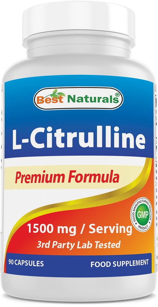 최고의 자연 L-Citrulline 캡슐 - 1500mg/Serving - Non-GMO - 글루텐 무료 - 90 캡슐 (90 개)