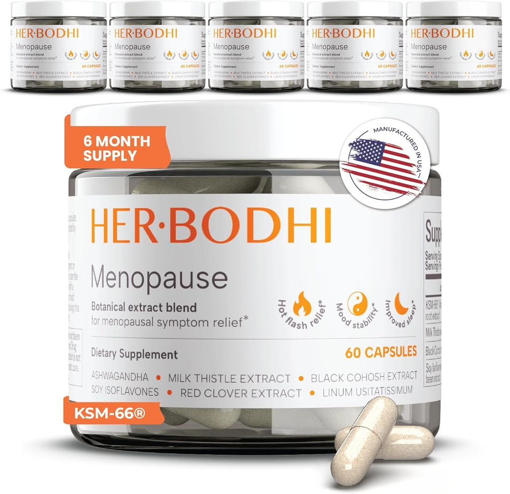 Meno- Menopause 여성, 에스트로겐 Soy Isoflavones Menopause 여성, Ashwagandha, Black Cohosh Hot Flashes Menopause Relief, 야간 땀 구호 360Caps에 대한 Menopause 호르몬 균형
