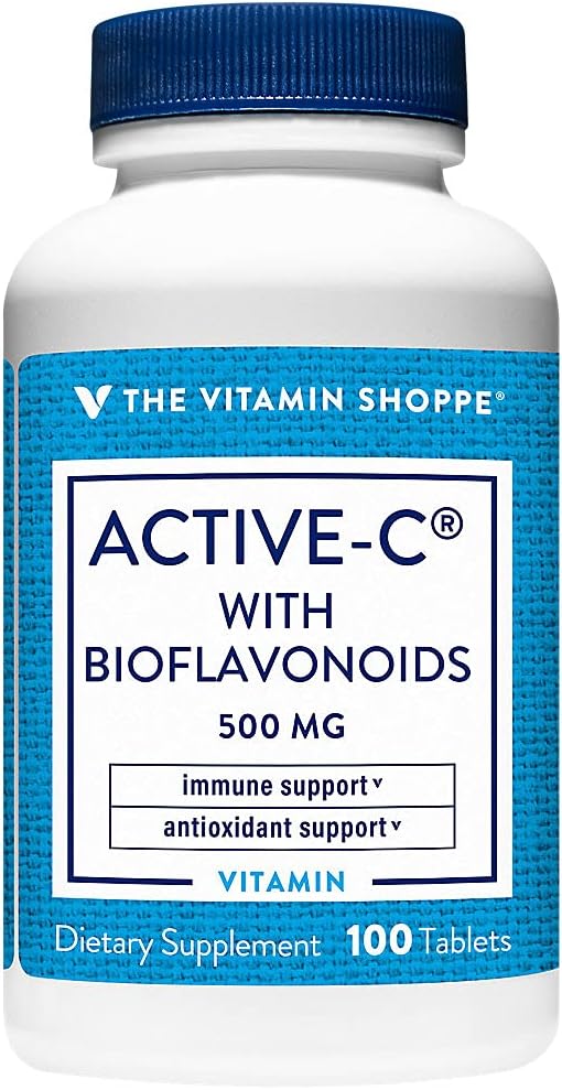 Bioflavonoids를 가진 비타민 Shoppe 활동적인 C는, 면역성, 관 건강, 산화 방지제, 500 MG (100 정제)를 지원합니다