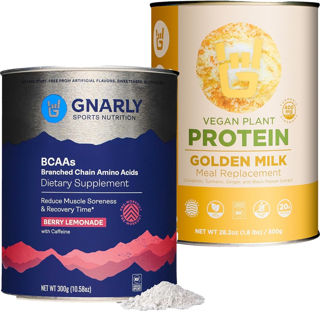 Gnarly 영양 황금 우유 Vegan 단백질 분말 BCAAs Berry Lemonade (10.58oz)