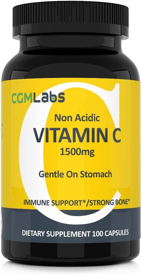 칼슘을 가진 비 산성 비타민 C 규정식 보충교재 1500mg. Stomach, Immune/Bone 지원 - CGM Labs의 100개 모자에 Gentle