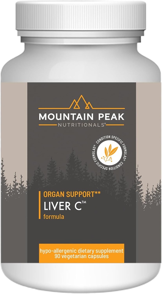 Mountain Peak Nutritionals Liver C - Organ Supplement는 건강한 간기능 및 에너지 생산 - w/Siliphos® & Mushrooms - Hypoallergenic 다이어트 보충 (90 채식 캡슐)