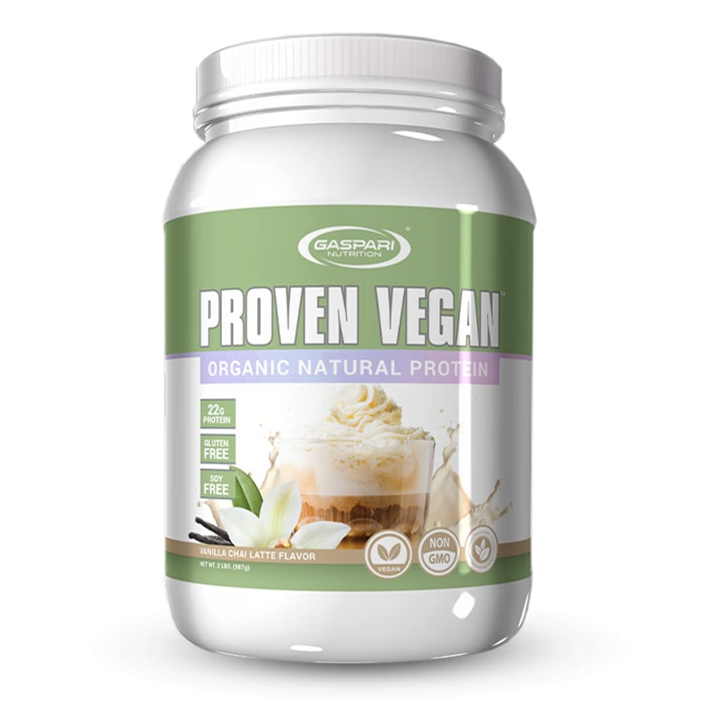 Gaspari Nutrition Proven Vegan Protein, 유기농 천연 단백질, 글루텐 무료, Soy Free, NON GMO (2lbs, Vanilla Chai Latte)